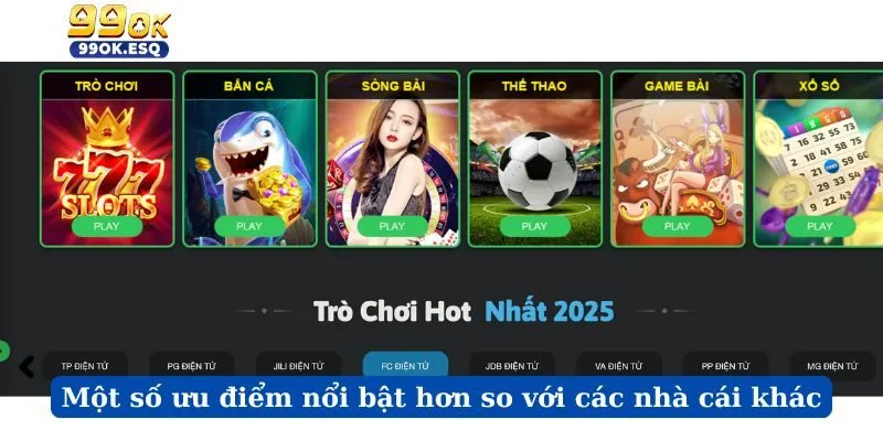 Một số ưu điểm nổi bật hơn so với các nhà cái khác